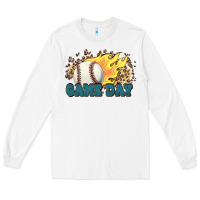 White game day baseball leopard flames fireball Long Sleeve Tee - HowdyJamesFarm