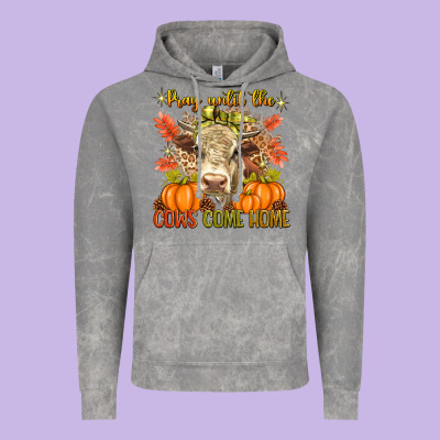 Pray Till The Cows Come Home Vintage Hoodie Designed By Texasbilliewilder
