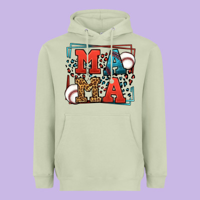 Leopard Baseball Mama Mother's Day Heavyweight Hoodie Designed By Lillyallendesigns