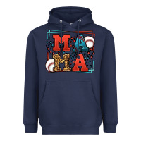 Navy leopard baseball mama Mother's Day Heavyweight Hoodie - LillyAllenDesigns