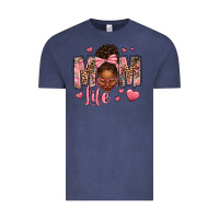 Vintage Denim Afro Messy Bun Mom Life Vintage Tee - texasbilliewilder