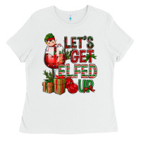 White Let's Get Elfed Up Christmas Ladies Tee - BundleAndBundleShop