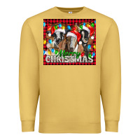 Antique Gold Merry Christmas  With Goats Premium Sweatshirt - LillyAllenDesigns