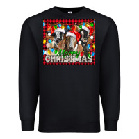 Black Merry Christmas  With Goats Premium Sweatshirt - LillyAllenDesigns