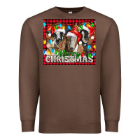 Chestnut Merry Christmas  With Goats Premium Sweatshirt - LillyAllenDesigns