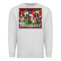 Dove Grey Merry Christmas  With Goats Premium Sweatshirt - LillyAllenDesigns