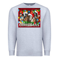 Heather Grey Merry Christmas  With Goats Premium Sweatshirt - LillyAllenDesigns