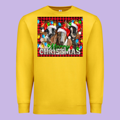 Merry Christmas  With Goats Premium Sweatshirt Designed By Lillyallendesigns