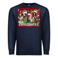 Navy Merry Christmas  With Goats Premium Sweatshirt - LillyAllenDesigns
