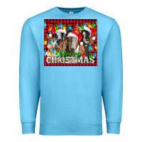 Ocean Blue Merry Christmas  With Goats Premium Sweatshirt - LillyAllenDesigns