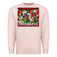 Pale Pink Merry Christmas  With Goats Premium Sweatshirt - LillyAllenDesigns