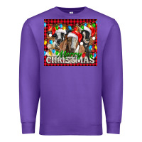 Purple Merry Christmas  With Goats Premium Sweatshirt - LillyAllenDesigns