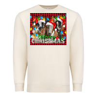 Sandshell Merry Christmas  With Goats Premium Sweatshirt - LillyAllenDesigns