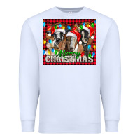 White Merry Christmas  With Goats Premium Sweatshirt - LillyAllenDesigns