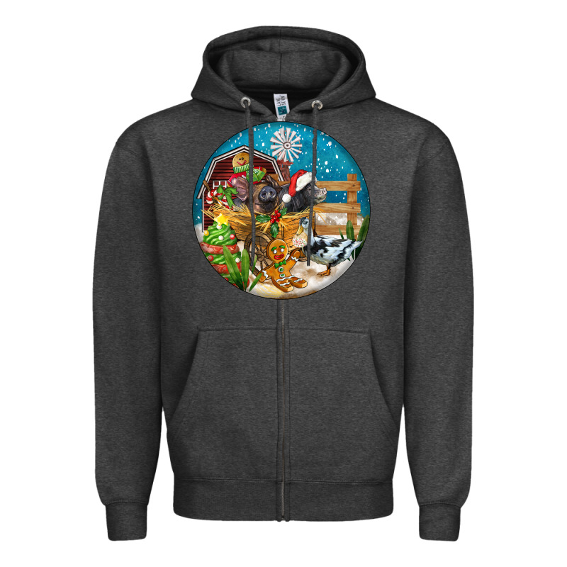 Christmas  Farm Animals Zipper Hoodie by FaDigitalArtStudio | Teevron