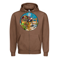 Chestnut Christmas  farm animals Zipper Hoodie - FaDigitalArtStudio