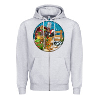 Heather Grey Christmas  farm animals Zipper Hoodie - FaDigitalArtStudio