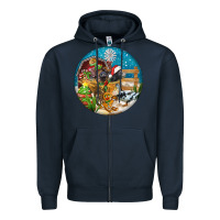 Navy Christmas  farm animals Zipper Hoodie - FaDigitalArtStudio