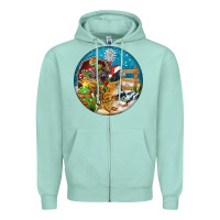 Seafoam Christmas  farm animals Zipper Hoodie - FaDigitalArtStudio