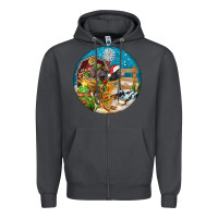 Smoke Christmas  farm animals Zipper Hoodie - FaDigitalArtStudio