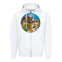 White Christmas  farm animals Zipper Hoodie - FaDigitalArtStudio