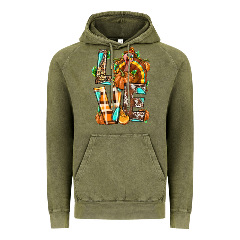 Love Turkey Thanksgiving Vintage Hoodie by texasbilliewilder | Teevron