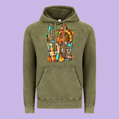 Love Turkey Thanksgiving Vintage Hoodie Designed By Texasbilliewilder