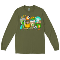 Army Green Football coffee cups Long Sleeve Tee - HowdyJamesFarm