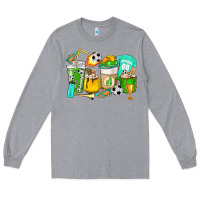Heather Grey Football coffee cups Long Sleeve Tee - HowdyJamesFarm