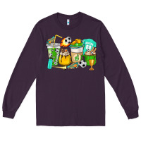 Plum Football coffee cups Long Sleeve Tee - HowdyJamesFarm