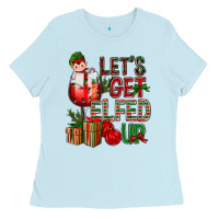 Baby Blue Let's Get Elfed Up Christmas Ladies Tee - BundleAndBundleShop