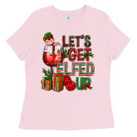 Bubblegum Pink Let's Get Elfed Up Christmas Ladies Tee - BundleAndBundleShop