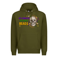 Army Green on tuesdays we wear beads skull Premium Hoodie - FaDigitalArtStudio