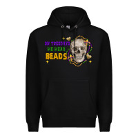 Black on tuesdays we wear beads skull Premium Hoodie - FaDigitalArtStudio