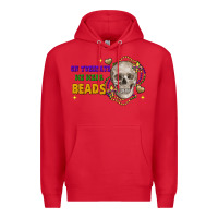 Red on tuesdays we wear beads skull Premium Hoodie - FaDigitalArtStudio