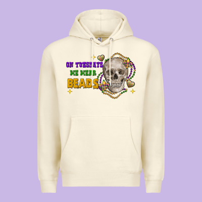 On Tuesdays We Wear Beads Skull Premium Hoodie Designed By Fadigitalartstudio