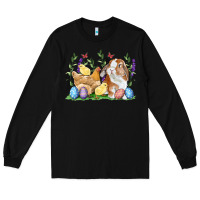Black Easter bunny and chicks with floral Long Sleeve Tee - RanaPortraitStore