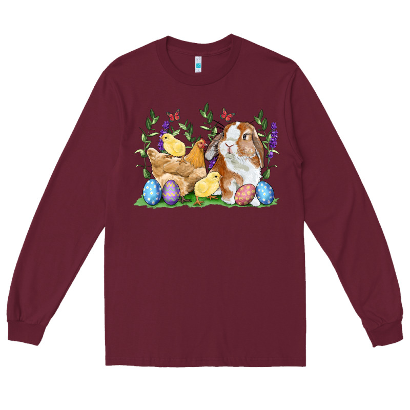 Easter Bunny And Chicks With Floral Long Sleeve Tee by RanaPortraitStore | Teevron