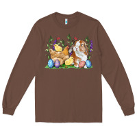 Chestnut Easter bunny and chicks with floral Long Sleeve Tee - RanaPortraitStore