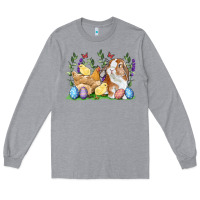Heather Grey Easter bunny and chicks with floral Long Sleeve Tee - RanaPortraitStore