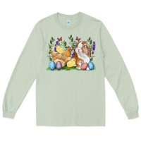 Matcha Easter bunny and chicks with floral Long Sleeve Tee - RanaPortraitStore