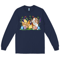 Navy Easter bunny and chicks with floral Long Sleeve Tee - RanaPortraitStore