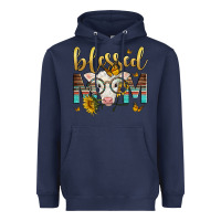 Navy Western Blessed Mom Baby Calf Mother's Day Heavyweight Hoodie - LillyAllenDesigns