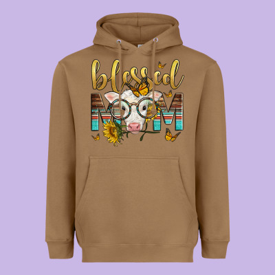 Western Blessed Mom Baby Calf Mother's Day Heavyweight Hoodie Designed By Lillyallendesigns