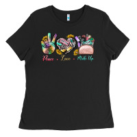 Black Peace Love Make Up Ladies Tee - BundleAndBundleShop