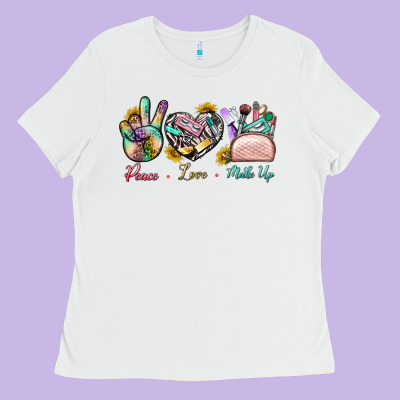 Peace Love Make Up Ladies Tee Designed By Bundleandbundleshop