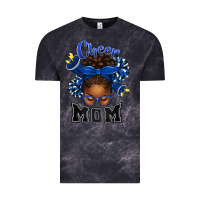 Cloud Black Cheer Mom Afro Messy Bun Vintage Tee - texasbilliewilder
