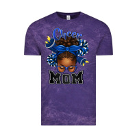 Cloud Purple Cheer Mom Afro Messy Bun Vintage Tee - texasbilliewilder
