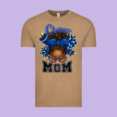 Cheer Mom Afro Messy Bun Vintage Tee Designed By Texasbilliewilder