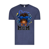 Vintage Denim Cheer Mom Afro Messy Bun Vintage Tee - texasbilliewilder